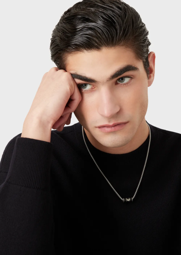 vyrųArmani juodo matinio lako grandinėlės karoliai 02482X2111