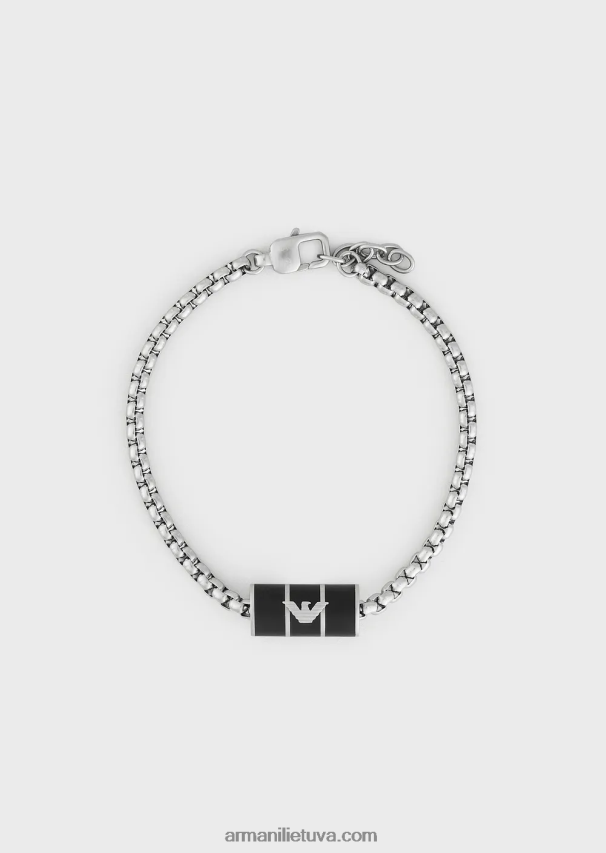 vyrų juodas Armani juodo matinio lako grandinėlės apyrankė 02482X2096