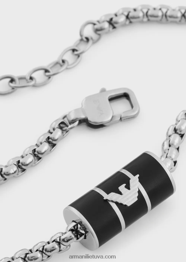 vyrų juodas Armani juodo matinio lako grandinėlės apyrankė 02482X2096