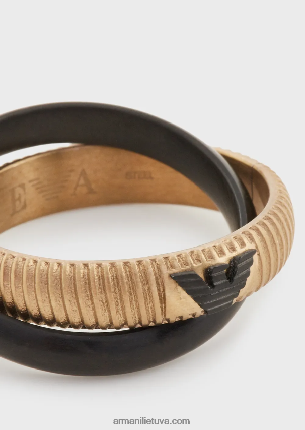 vyrų juodas Armani senovinis aukso atspalvio nerūdijančio plieno kamino žiedas 02482X2100