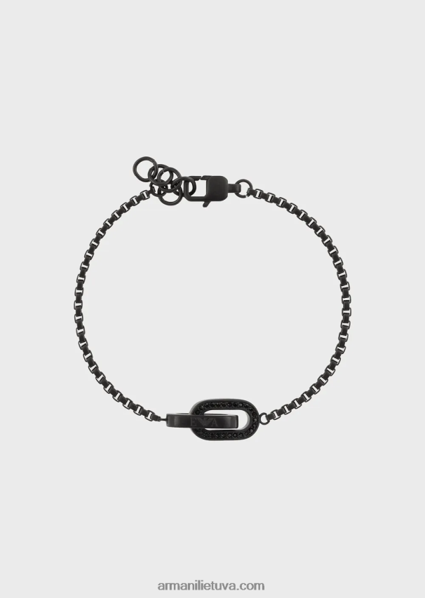vyrų rozinis auksas Armani juodo atspalvio nerūdijančio plieno grandinės apyrankė 02482X2080