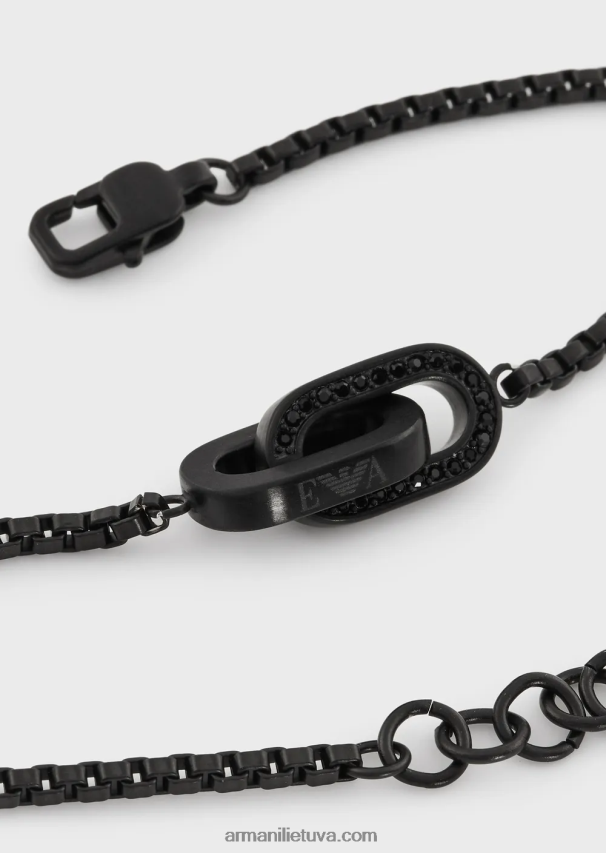 vyrų rozinis auksas Armani juodo atspalvio nerūdijančio plieno grandinės apyrankė 02482X2080
