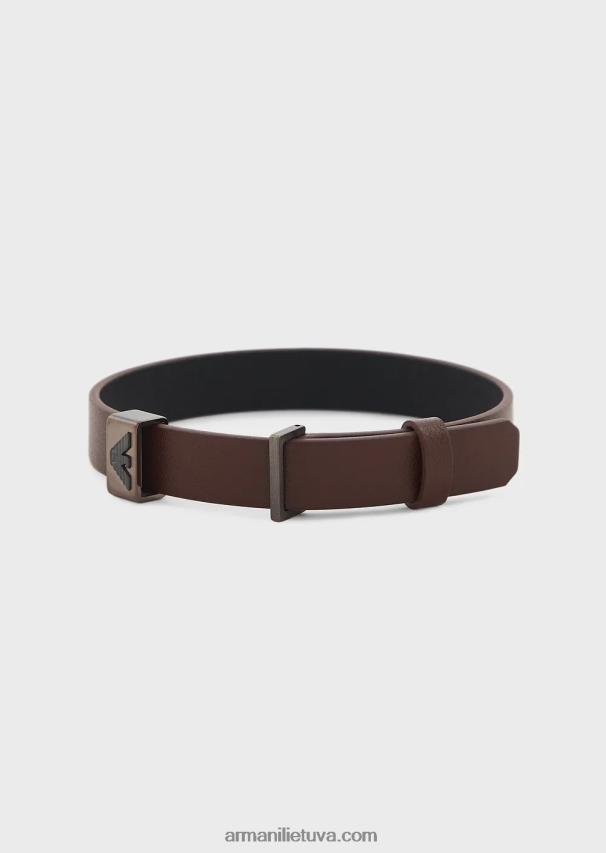 vyrų rudas Armani juodos ir rudos spalvos odinė apyrankė 02482X2082