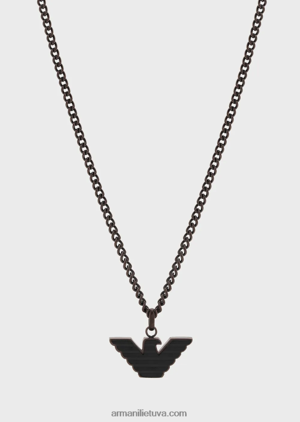 vyrų rudas Armani rudos ir juodos spalvos nerūdijančio plieno pakabukas karoliai 02482X2109