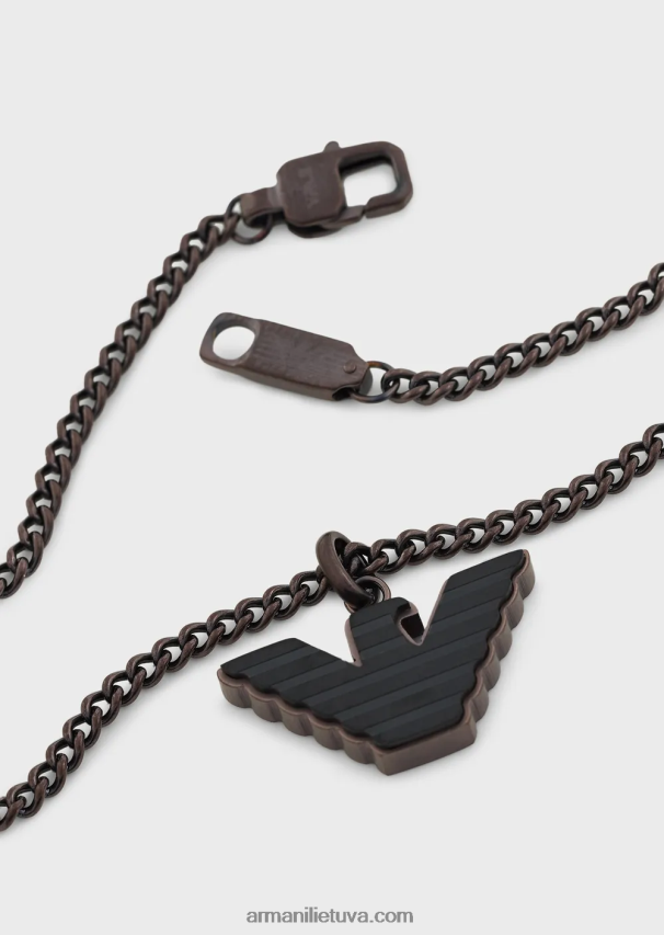 vyrų rudas Armani rudos ir juodos spalvos nerūdijančio plieno pakabukas karoliai 02482X2109