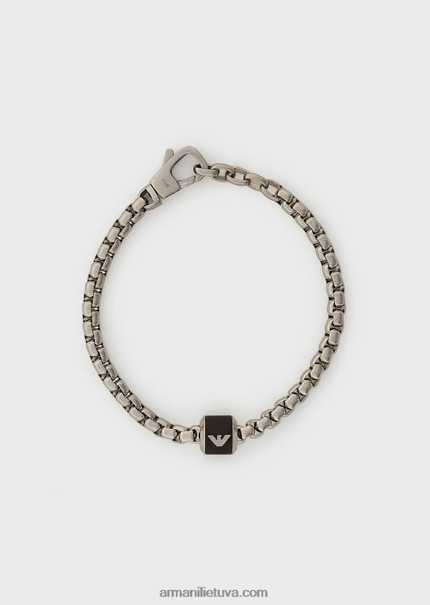 vyrų sidabras Armani juodo marmuro grandinės apyrankė 02482X2088