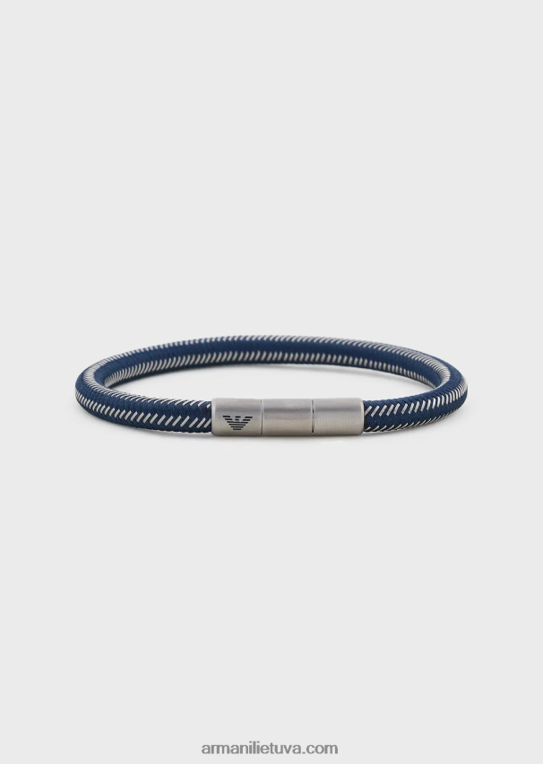 vyrų sidabras Armani mėlyno nailono ir nerūdijančio plieno id apyrankė 02482X2102