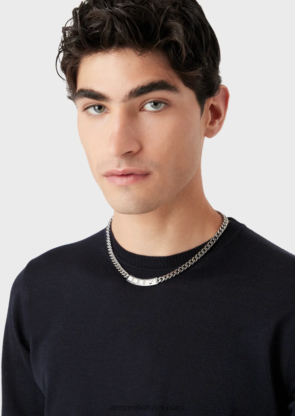 vyrų sidabras Armani nerūdijančio plieno grandinės karoliai 02482X2092