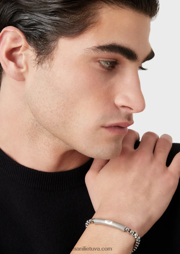 vyrų sidabras Armani nerūdijančio plieno id apyrankė 02482X2076