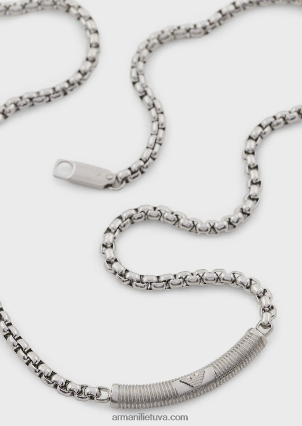 vyrų sidabras Armani nerūdijančio plieno id karoliai 02482X2077