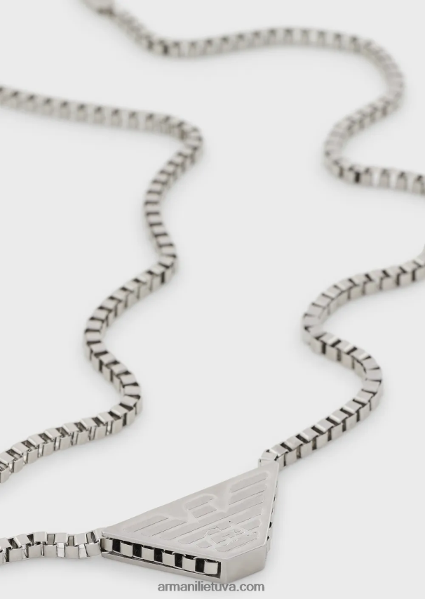 vyrų sidabras Armani nerūdijančio plieno id karoliai 02482X2099