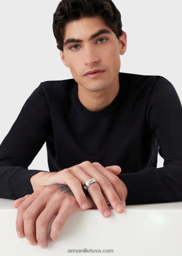 vyrų sidabras Armani nerūdijančio plieno juostos žiedas 02482X2093