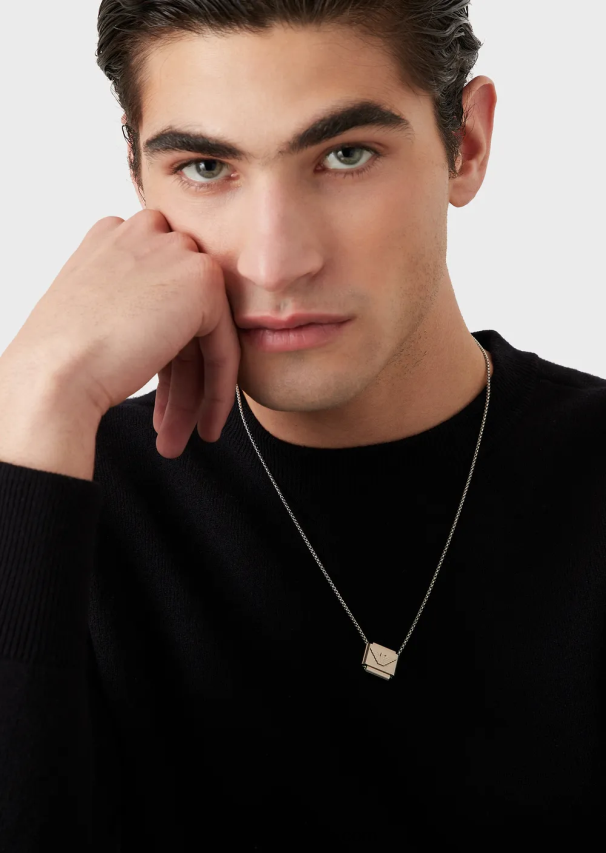 vyrų sidabras Armani nerūdijančio plieno pakabukas karoliai 02482X2078