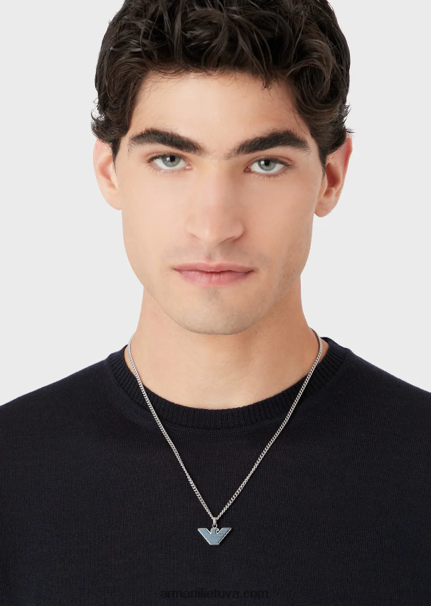 vyrų sidabras Armani nerūdijančio plieno pakabukas karoliai 02482X2108