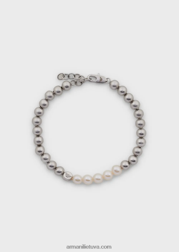 vyrų sidabras Armani sidabro atspalvio žalvario karoliukų apyrankė 02482X2090