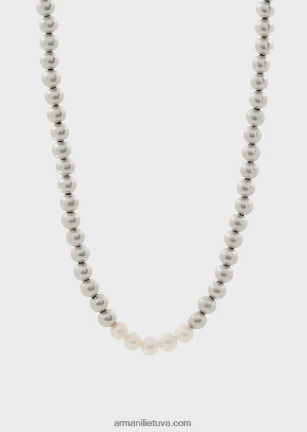 vyrų sidabras Armani sidabro atspalvio žalvario karoliukais papuoštas karoliai 02482X2091