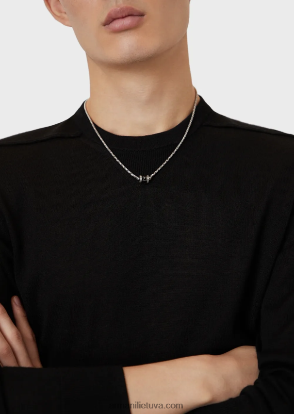 vyrų sidabrasemporio armani nerūdijančio plieno grandinės karoliai 02482X2098