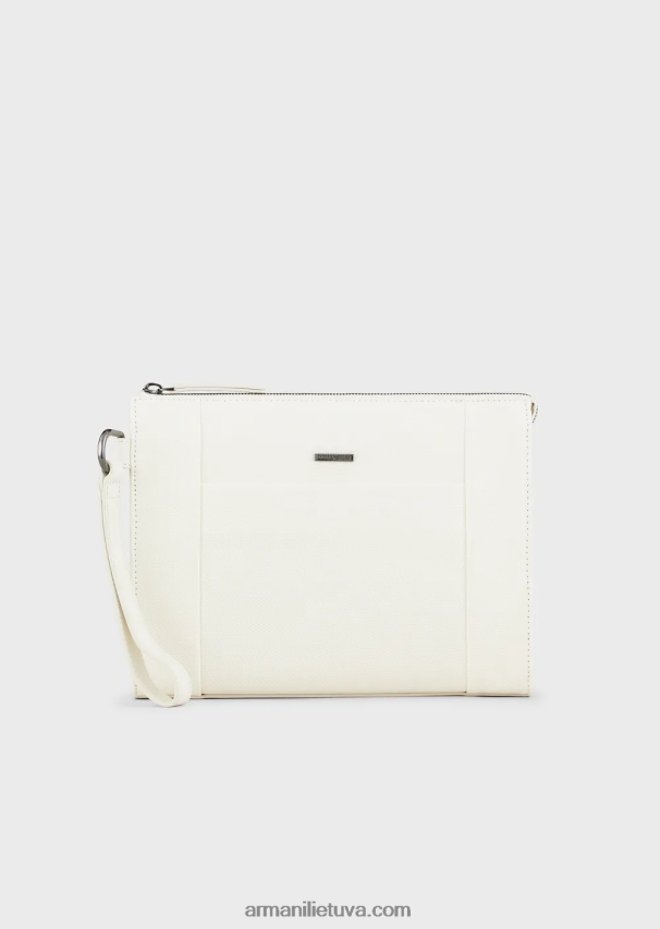 vyrų baltas Armani perdirbtas ruoželinis maišelis su odinėmis detalėmis 02482X2174