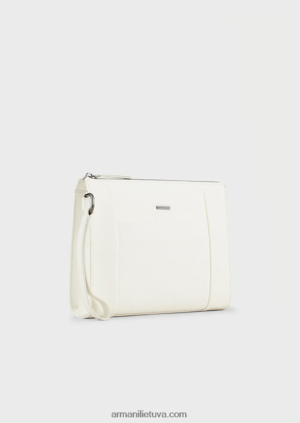 vyrų baltas Armani perdirbtas ruoželinis maišelis su odinėmis detalėmis 02482X2174