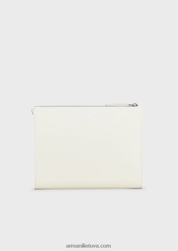 vyrų baltas Armani perdirbtas ruoželinis maišelis su odinėmis detalėmis 02482X2174