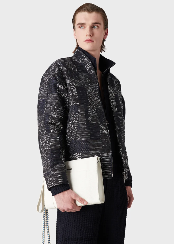 vyrų baltas Armani perdirbtas ruoželinis maišelis su odinėmis detalėmis 02482X2174