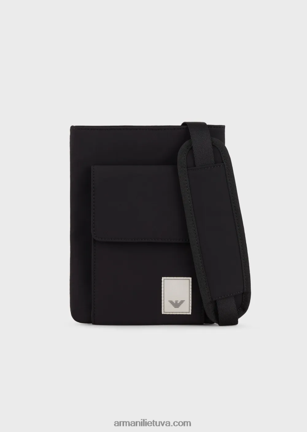 vyrų giliai juoda Armani Travel essentials vandeniui atsparus nailono tech dėklas 02482X2211