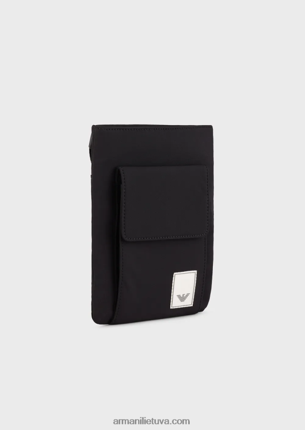 vyrų giliai juoda Armani Travel essentials vandeniui atsparus nailono tech dėklas 02482X2211