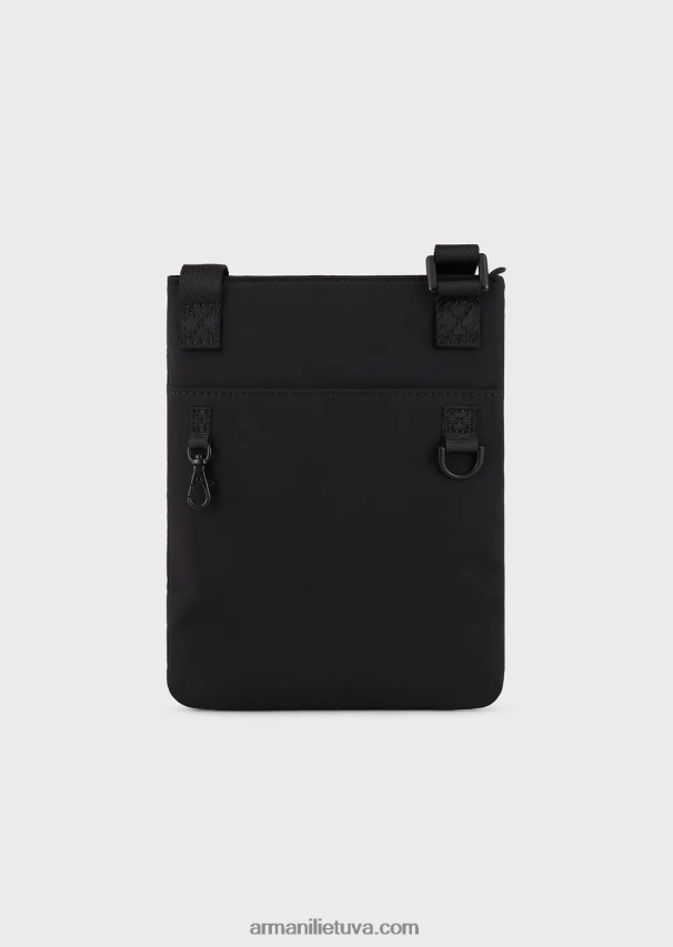 vyrų giliai juoda Armani Travel essentials vandeniui atsparus nailono tech dėklas 02482X2211