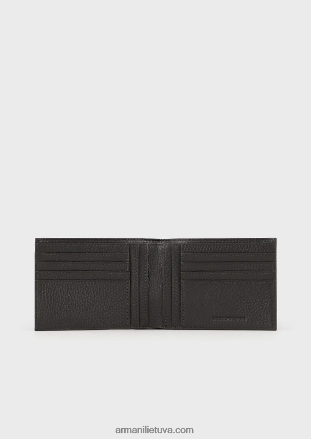 vyrų juoda 2 Armani Dovanų dėžutė su pinigine ir raktų pakabuku, pagaminta iš apvyniotos odos 02482X2189