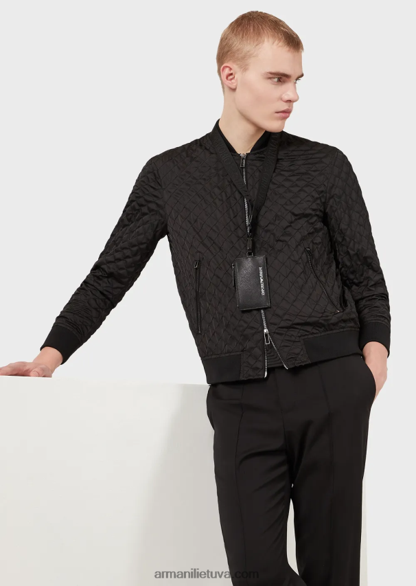 vyrų juodas Armani Saffiano-print regeneruotos odos ženkliukų laikiklis 02482X2209