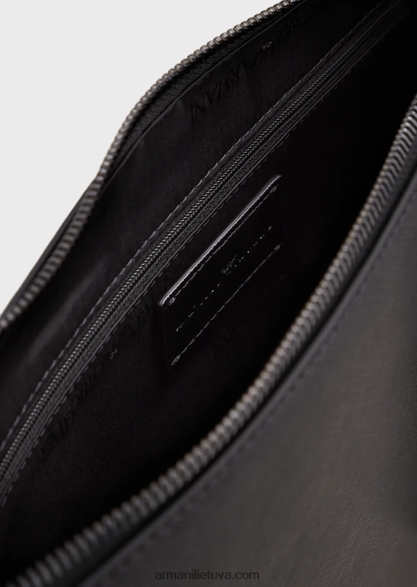 vyrų juodas Armani Saffiano-print regeneruotos odos maišelis 02482X2219