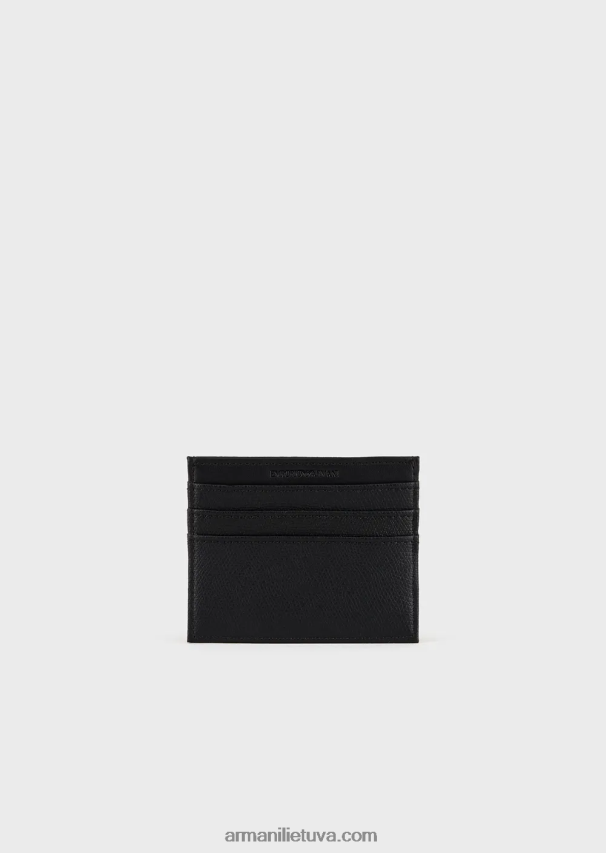 vyrų juodas Armani kortelės laikiklis su erelio plokštele 02482X2181