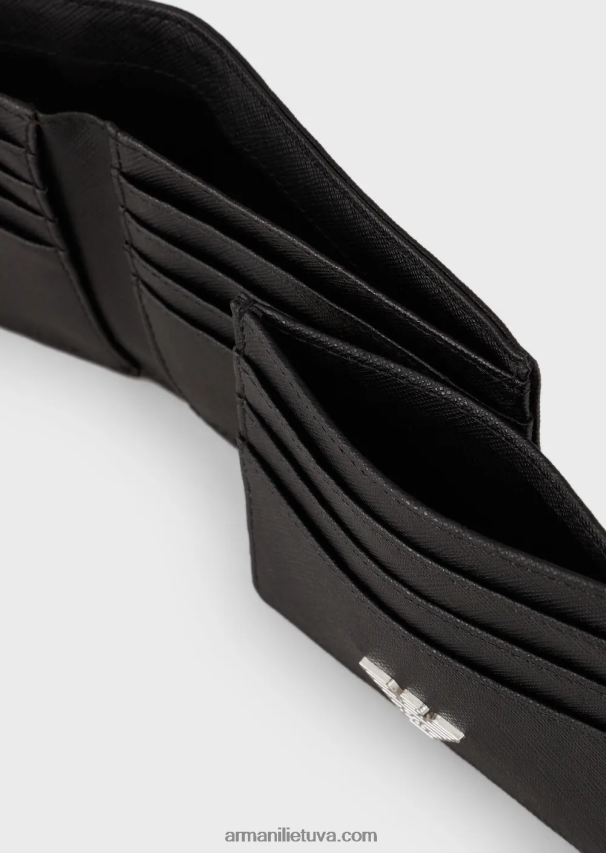 vyrų juodas Armani regeneruotos odos dovanų dėžutė su erelio lėkšte 02482X2177