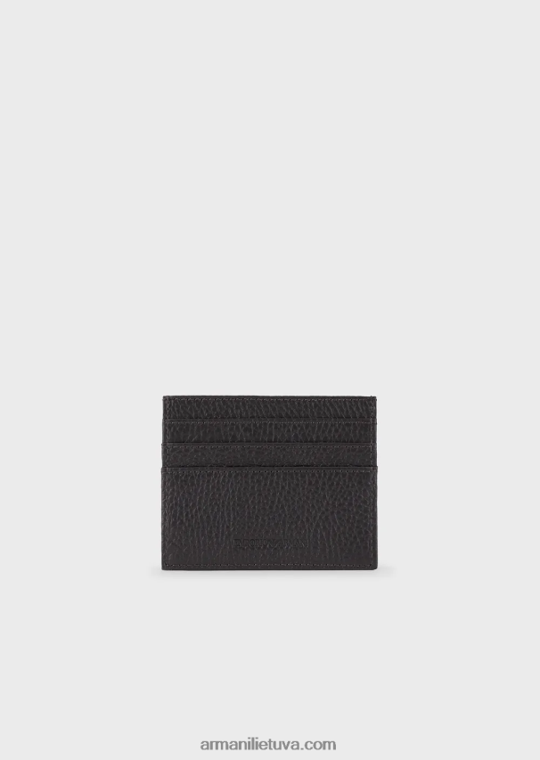vyrų tamsiai pilka Armani apverstas odinis kortelių laikiklis 02482X2193