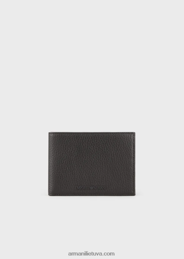 vyrų tamsiai pilka Armani sulenkta odinė horizontalaus dizaino piniginė 02482X2191
